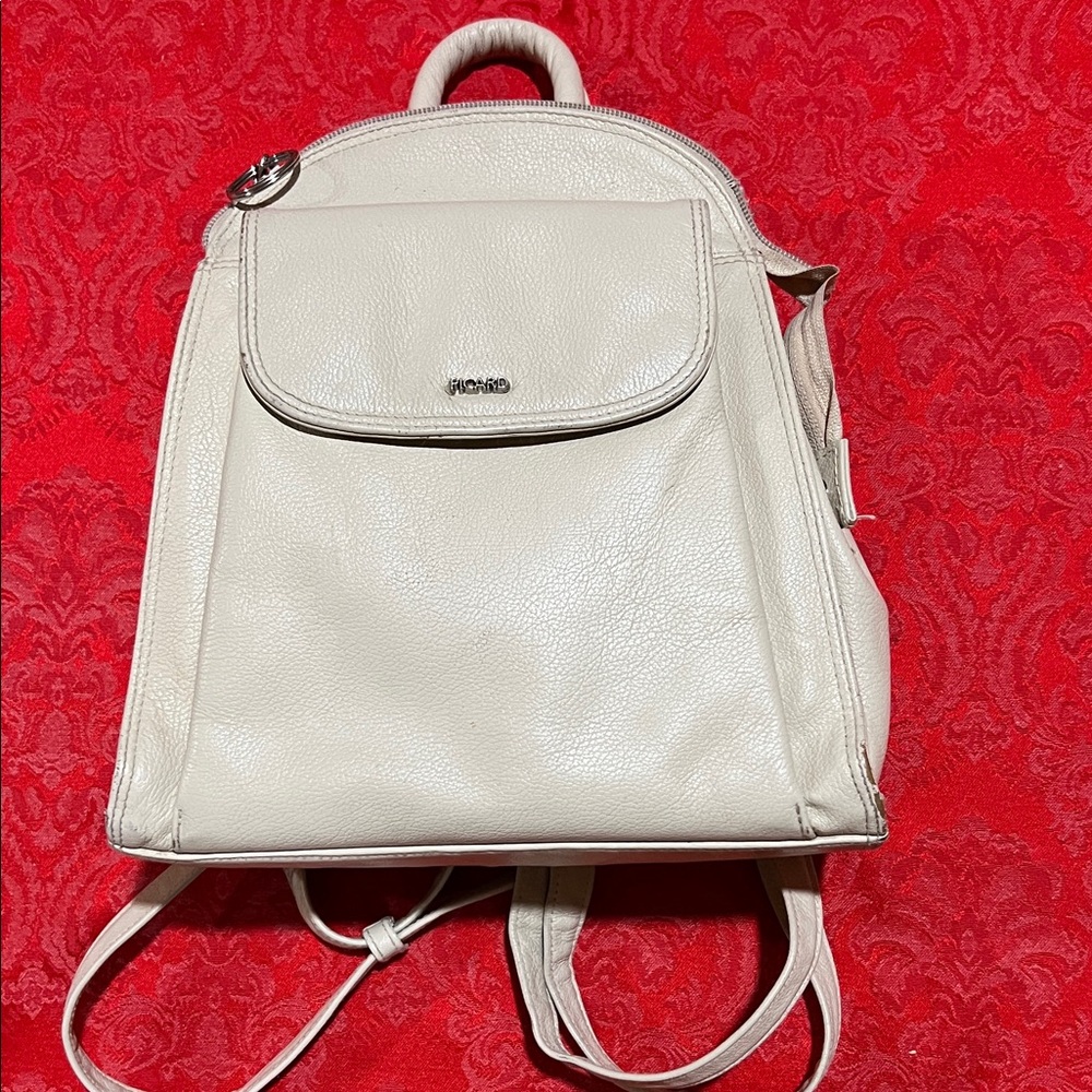 Picard Off White Leather Backpack Purse Convertible Crossbody Flap Bag